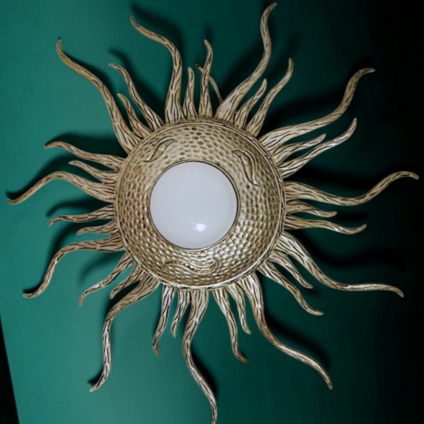 Vintage Spanish Sunburst Ceiling or Wall Light, c. 1950s–1960s