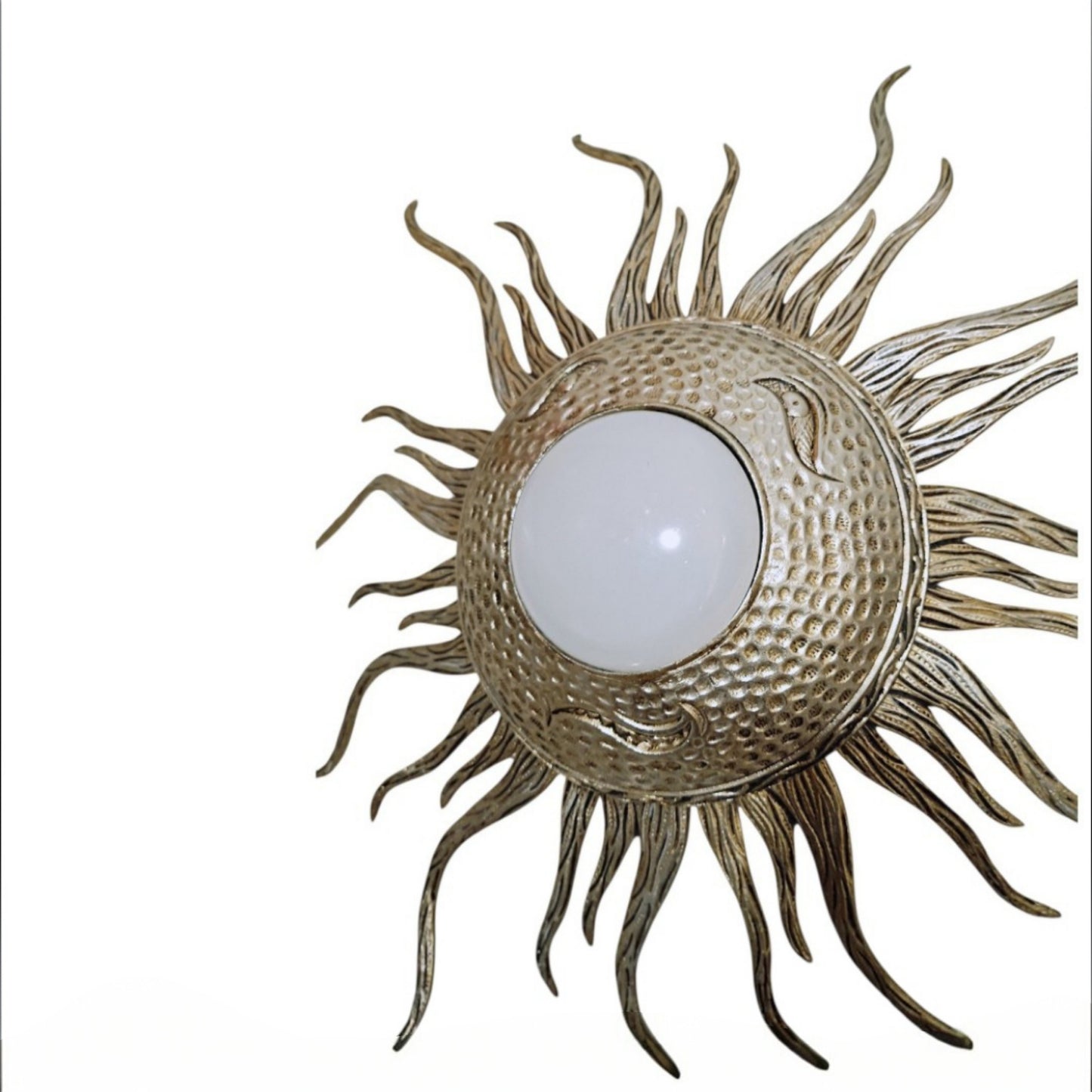 Vintage Spanish Sunburst Ceiling or Wall Light, c. 1950s–1960s