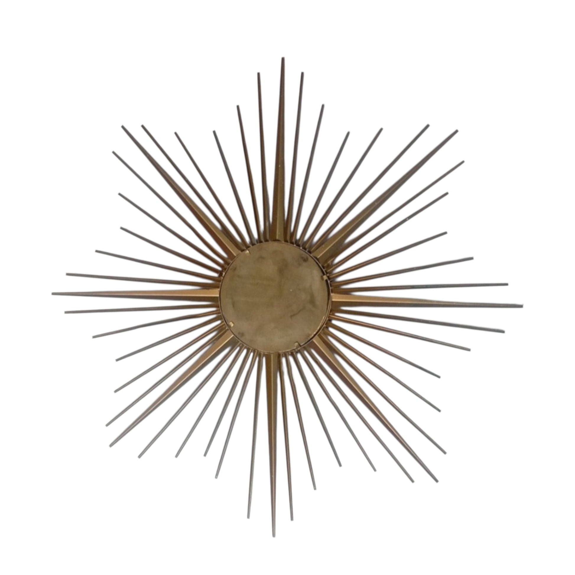 Full back view of the vintage Vallauris sunburst mirror.