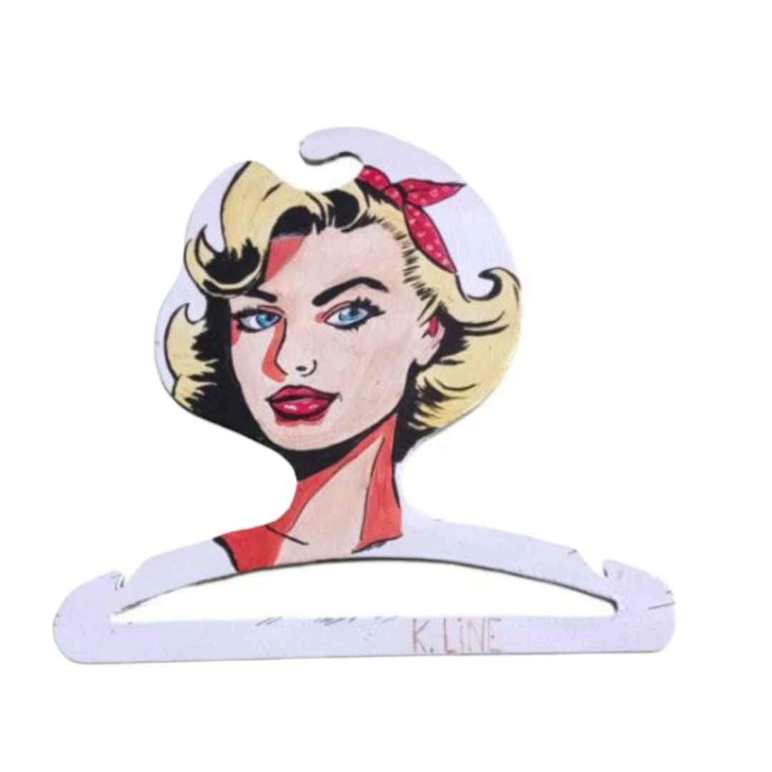 Hand-painted wooden hanger with female portrait