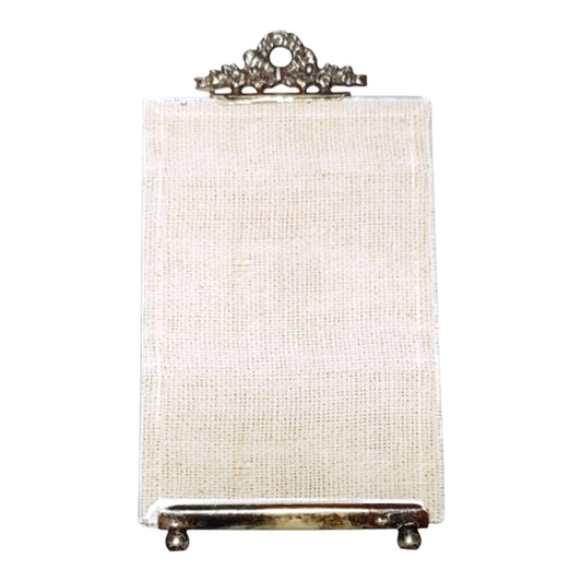 Early 20th century glass photo frame with metal stand