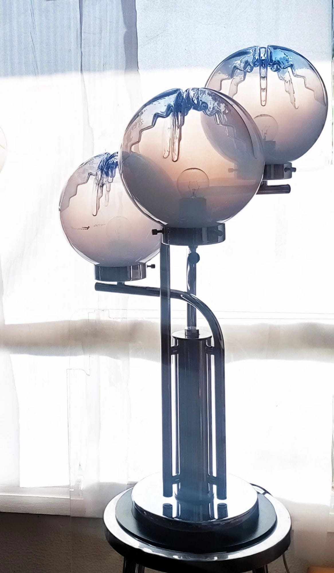 
Vintage table lamp attributed to Toni Zuccheri with blue glass globes