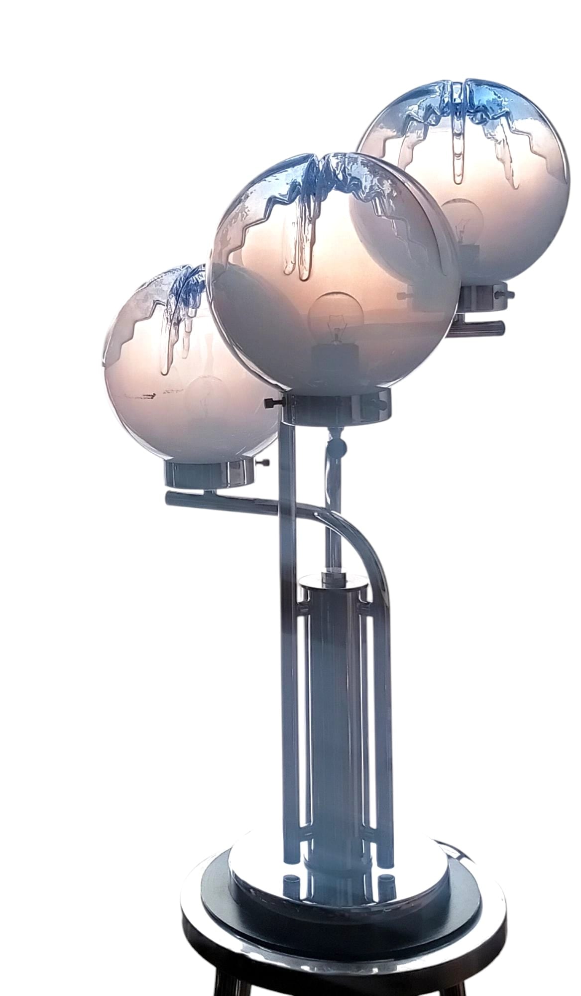 Vintage table lamp attributed to Toni Zuccheri with blue glass globes