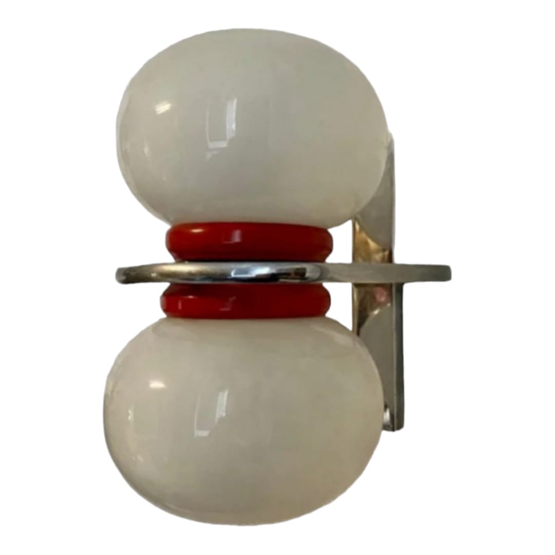 1960s–70s chrome wall light with red details