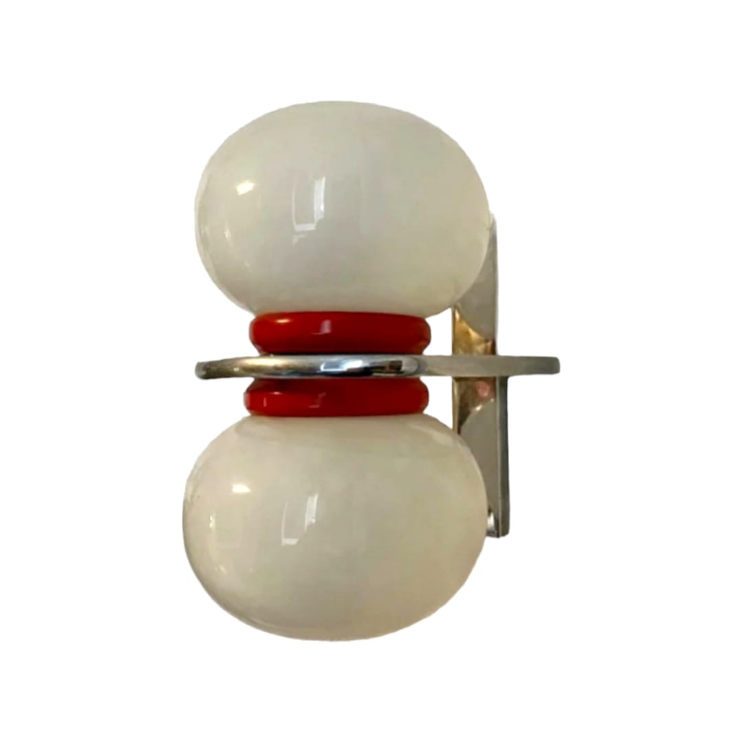 Vintage Space Age wall light with two opaline glass globes