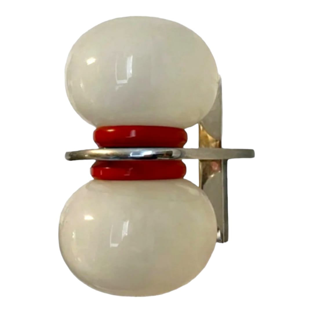 Vintage Space Age wall light with two opaline glass globes