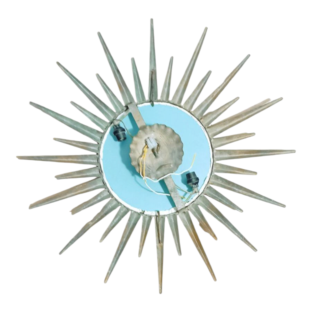 Rear view of vintage Sunburst lamp showing original wiring