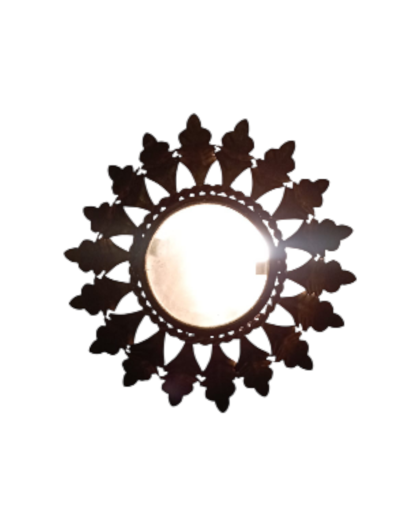Illuminated compact 1950s sunburst lamp, gold leaf finish, metal construction