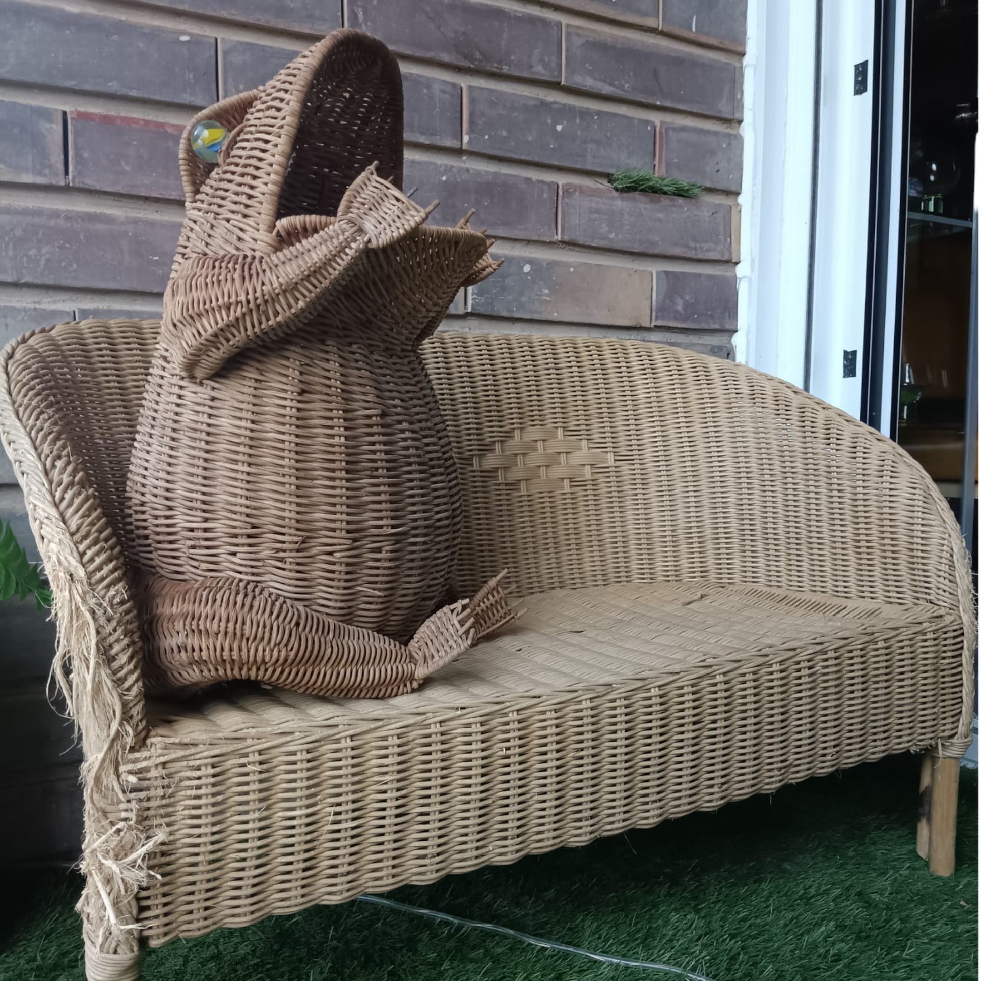 Wicker frog basket. Side view