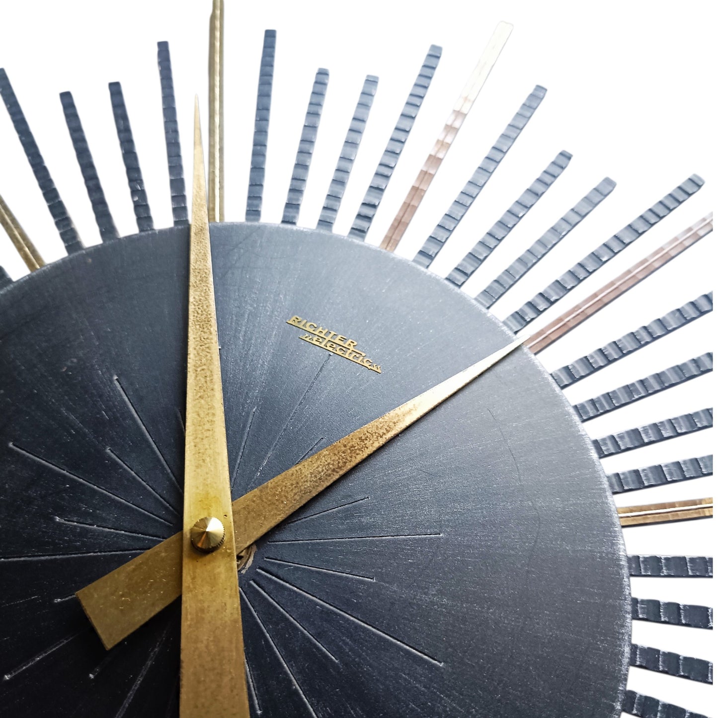 Vintage Richter Electric Sunburst Wall Clock, Germany, c. 1960s