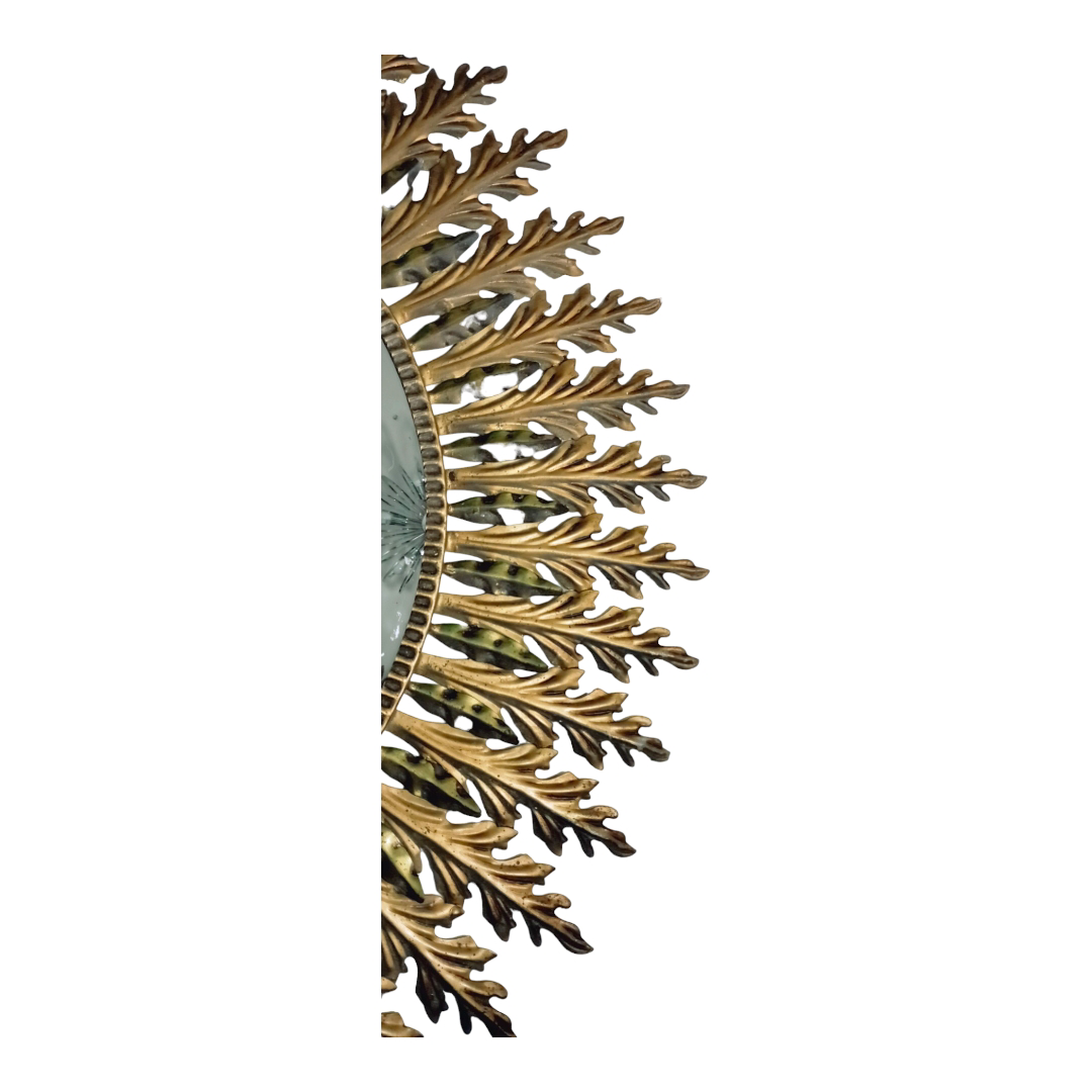 Sunburst mirror, leaf frame detail 