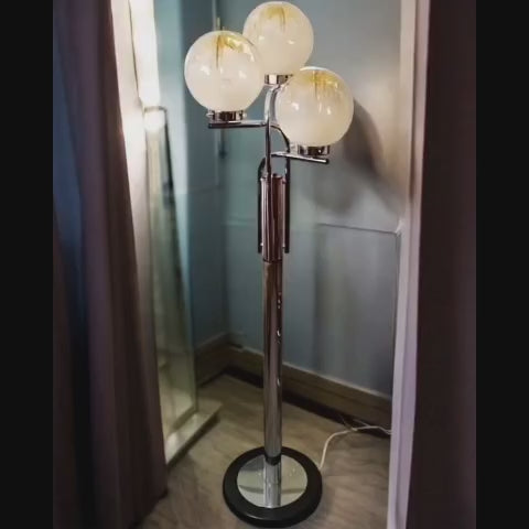 Vintage Italian floor lamp attributed to Toni Zuccheri, chromed metal